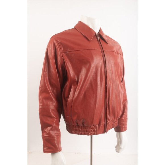 ZARA Womens Red Faux Leather Bomber Jacket Moto Biker XS Red 4341/855 NWT - Picture 2 of 6